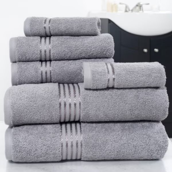 Hastings Home 100% Cotton Hotel 6 Piece Towel Set - Silver, Hastings Home, Mfr#: 189181IMB